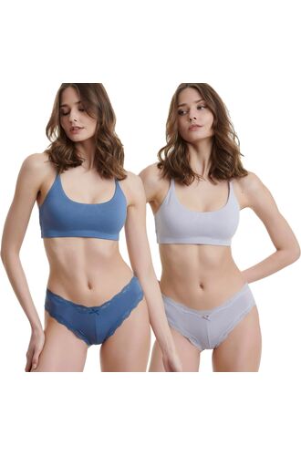 Γυναικείο brazil slip Walk με σχέδια - Δαντέλα - Brief από ίνες bamboo - 2 pack