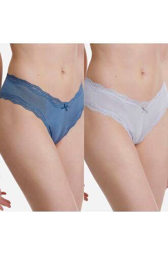 Γυναικείο brazil slip Walk με σχέδια - Δαντέλα - Brief από ίνες bamboo - 2 pack