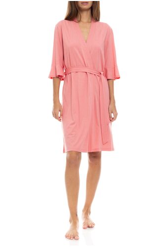 Γυναικεία Ρόμπα Pink Label - Σταυρωτή Dusty Pink - Μανίκι 3/4 - Cotton