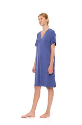 Γυναικείο Νυχτικό Pink Label -  Cosmos Blue - Κοντό Μανίκι - Bamboo