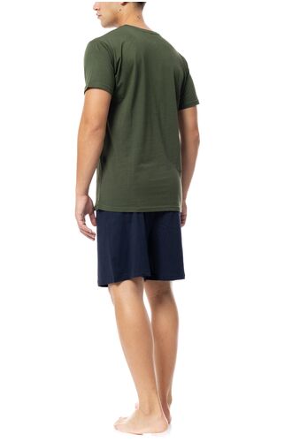 Ανδρική Καλοκαιρινή Πυτζάμα Ulisse - Oil Green V-NECK - Κοντό μανίκι - Cotton