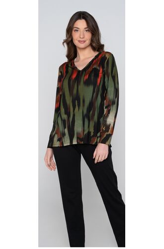 Γυναικεία πυτζάμα Jeannette - Εμπριμέ - Μαύρη