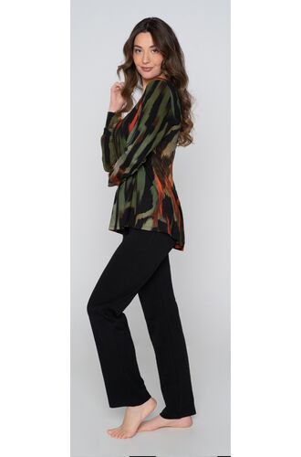 Γυναικεία πυτζάμα Jeannette - Εμπριμέ - Μαύρη