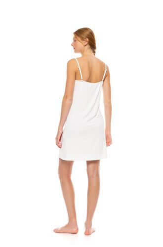Γυναικείο Νυχτικό Pink Label - Τιράντα - Λευκό - Bamboo - NIGHTGOWN