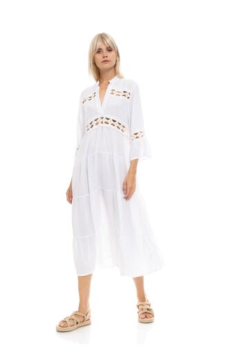 Γυναικείο Beachdress Pink Label -  Λευκό - Midi Φόρεμα - Regular Fit - ViscoseΓυναικείο Beachdress Pink Label -  Λευκό - Midi Φόρεμα - Regular Fit - Viscose