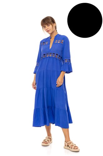 Γυναικείο Beachdress Pink Label -  Μαύρο - Midi Φόρεμα - Regular Fit - Viscose