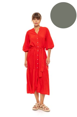 Γυναικείο Beachdress Pink Label - Σεμιζιέ Μακρύ Φόρεμα - Oil Green - Viscose