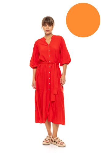 Γυναικείο Beachdress Pink Label - Σεμιζιέ Μακρύ Φόρεμα - Orange - Viscose