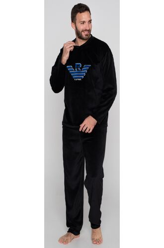 Ανδρική πυτζάμα Jeannette - Βελουτέ - Μαύρη