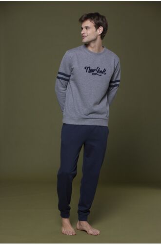 Ανδρική πυτζάμα Noidinotte - Γκρι - Μπλε παντελόνι