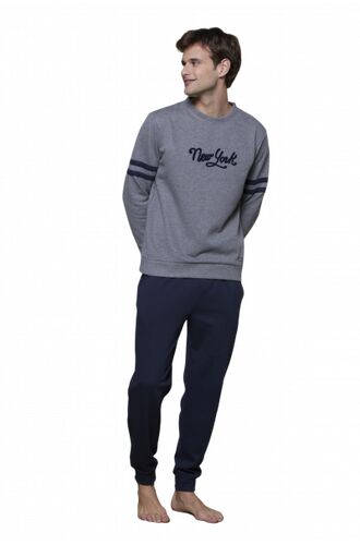 Ανδρική πυτζάμα Noidinotte - Γκρι - Μπλε παντελόνι
