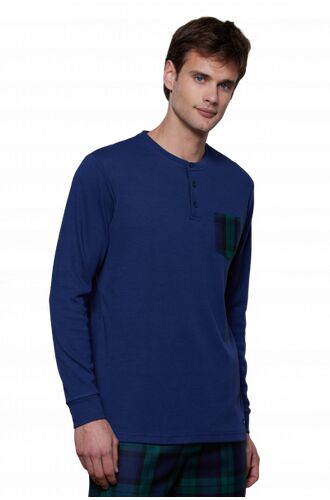 Ανδρική πυτζάμα Noidinotte - Μπλε - Kαρό παντελόνι