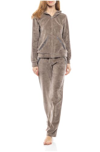 Γυναικεία Φόρμα Pink Label - Με ζακέτα - Γκρι - Βελουτέ