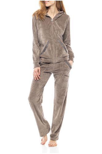 Γυναικεία Φόρμα Pink Label - Με ζακέτα - Γκρι - Βελουτέ