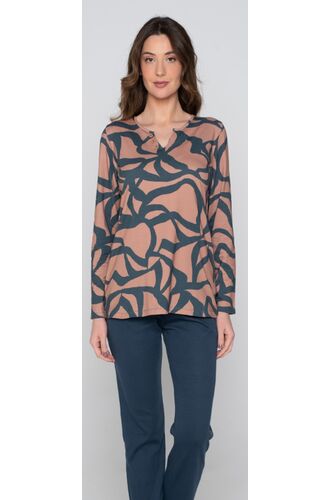 Γυναικεία πυτζάμα Jeannette - Σκούρο μπλε - Εμπριμέ