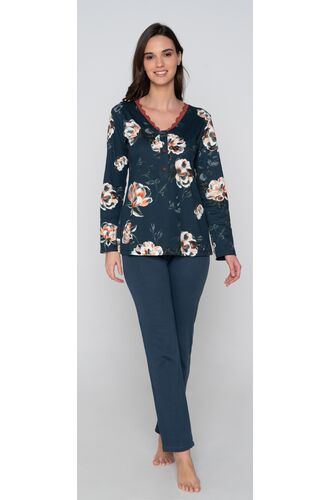 Γυναικεία πυτζάμα Jeannette - Σκούρο μπλε - Φλοράλ