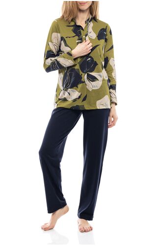 Γυναικεία Πυτζάμα Pink Label - Εμπριμέ μπλούζα - Μπλε παντελόνι