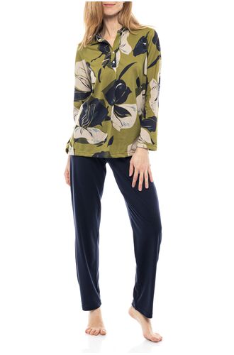 Γυναικεία Πυτζάμα Pink Label - Εμπριμέ μπλούζα - Μπλε παντελόνι