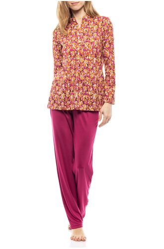 Γυναικεία Πυτζάμα Pink Label - Εμπριμέ μπλούζα - Ροζ παντελόνι