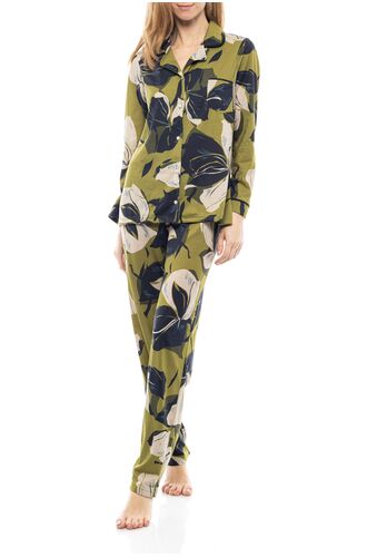 Γυναικεία Πυτζάμα Pink Label - Σεμιζιέ - Λαδί - Floral