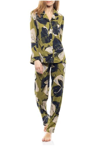 Γυναικεία Πυτζάμα Pink Label - Σεμιζιέ - Λαδί - Floral