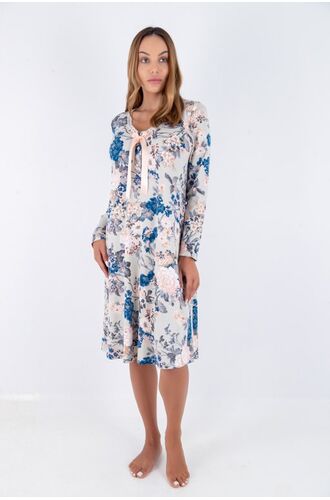Γυναικείο νυχτικό Claire Katrania - Λευκό Floral - Midi