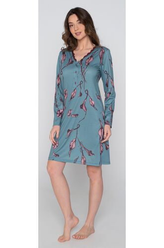 Γυναικείο νυχτικό Jeannette - Μπλε Εμπριμέ - Midi