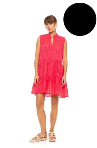 Γυναικείο Beachdress Pink Label -  Φόρεμα αμάνικο - Κοφτό κέντημα - Μαύρο - Regular Fit - Cotton