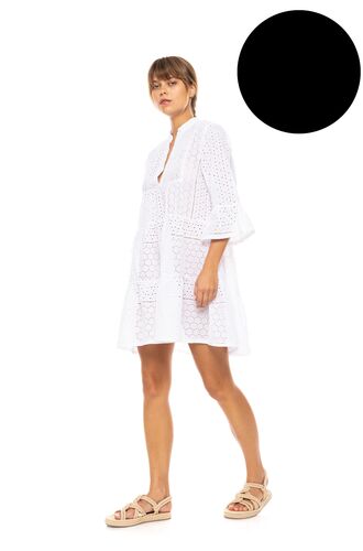 Γυναικείο Beachdress Pink Label -  Φόρεμα Μαύρο - Κοφτό κέντημα - Regular Fit - Cotton