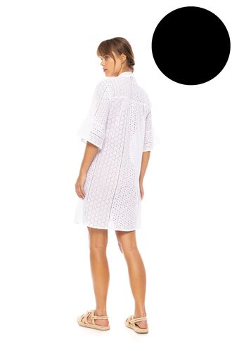 Γυναικείο Beachdress Pink Label -  Φόρεμα με κοφτό κέντημα - Μαύρο- Regular Fit - Cotton