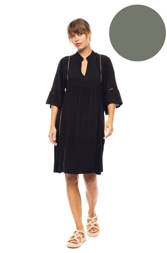 Γυναικείο Beachdress Pink Label -  Oil Green - Mini Φόρεμα - Regular Fit - Viscose