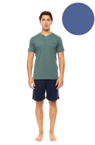Ανδρική Καλοκαιρινή Πυτζάμα Ulisse - Cosmos Blue V-NECK - Κοντό μανίκι - Cotton