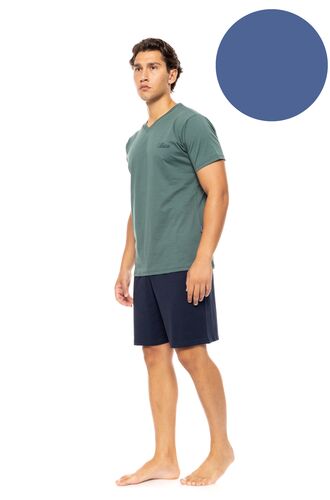 Ανδρική Καλοκαιρινή Πυτζάμα Ulisse - Cosmos Blue V-NECK - Κοντό μανίκι - Cotton