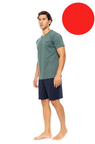 Ανδρική Καλοκαιρινή Πυτζάμα Ulisse - Κόκκινη V-NECK - Κοντό μανίκι - Cotton