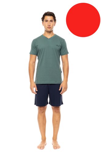 Ανδρική Καλοκαιρινή Πυτζάμα Ulisse - Κόκκινη V-NECK - Κοντό μανίκι - Cotton