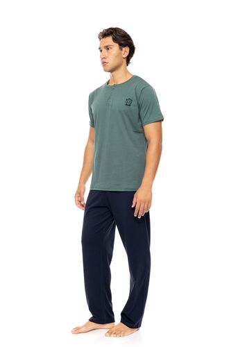 Ανδρική Καλοκαιρινή Πυτζάμα Ulisse - Oil Green - Με πατιλέτα - 3PCS - CottonΑνδρική Καλοκαιρινή Πυτζάμα Ulisse - Oil Green - Με πατιλέτα - 3PCS - Cotton