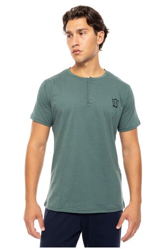 Ανδρική Καλοκαιρινή Πυτζάμα Ulisse - Oil Green - Με πατιλέτα - 3PCS - Cotton