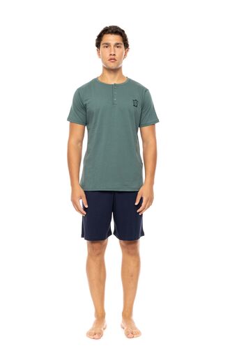 Ανδρική Καλοκαιρινή Πυτζάμα Ulisse - Oil Green - Με πατιλέτα - 3PCS - Cotton