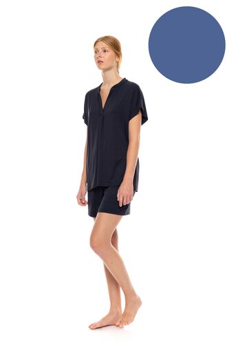 Γυναικεία πυτζάμα Pink Label Cosmos Blue  - Σορτσάκι - Κοντομάνικη - Regular Fit - Bamboo