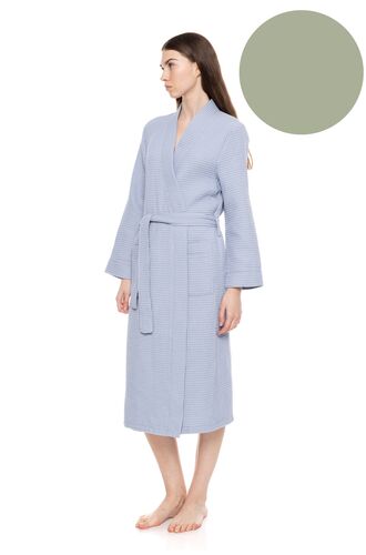 Γυναικεία Ρόμπα Pink Label - Midi - Aqua - Cotton - Regular Fit