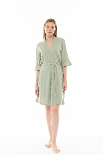 Γυναικεία Ρόμπα Pink Label - Σταυρωτή Aqua  - Μανίκι 3/4 - Cotton