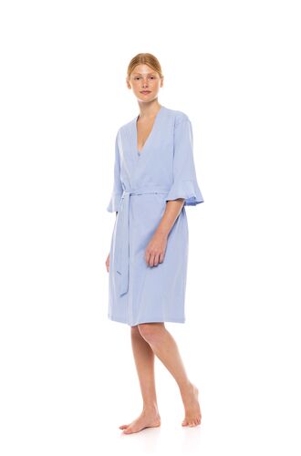 Γυναικεία Ρόμπα Pink Label - Σταυρωτή Blue Cloud - Μανίκι 3/4 - Cotton