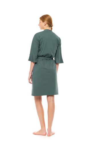 Γυναικεία Ρόμπα Pink Label - Σταυρωτή Dark Green - Μανίκι 3/4 - Cotton