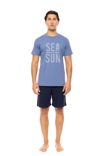 Ανδρική Καλοκαιρινή Πυτζάμα Ulisse - Cosmos Blue Print - Κοντό μανίκι - Cotton