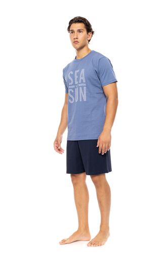 Ανδρική Καλοκαιρινή Πυτζάμα Ulisse - Cosmos Blue Print - Κοντό μανίκι - Cotton