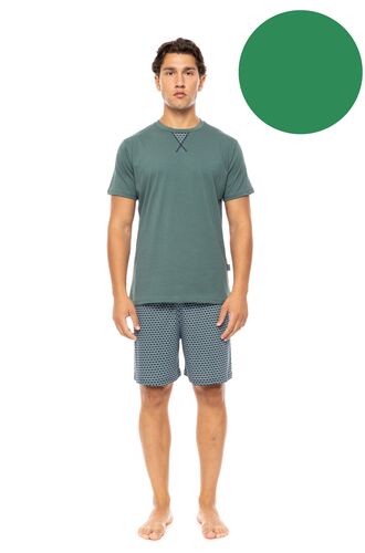 Ανδρική Καλοκαιρινή Πυτζάμα Ulisse - Sea Green - Print - Κοντό μανίκι - Cotton