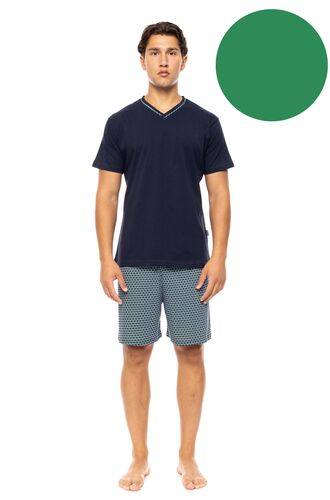 Ανδρική Καλοκαιρινή Πυτζάμα Ulisse - Sea Green - V-NECK - Κοντό μανίκι - Cotton