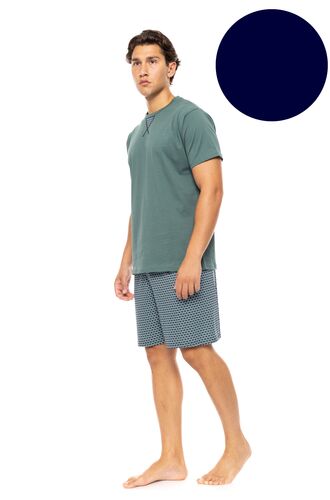 Ανδρική Καλοκαιρινή Πυτζάμα Ulisse - Yacht Blue - Print - Κοντό μανίκι - Cotton