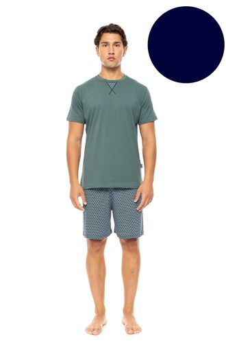 Ανδρική Καλοκαιρινή Πυτζάμα Ulisse - Yacht Blue - Print - Κοντό μανίκι - Cotton