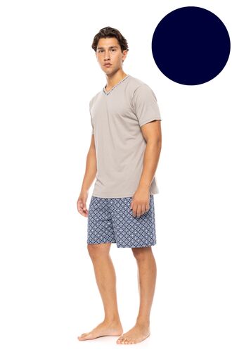 Ανδρική Καλοκαιρινή Πυτζάμα Ulisse - Yacht Blue - V-NECK - Print - Κοντό μανίκι - CottonΑνδρική Καλοκαιρινή Πυτζάμα Ulisse - Yacht Blue - V-NECK - Print - Κοντό μανίκι - Cotton